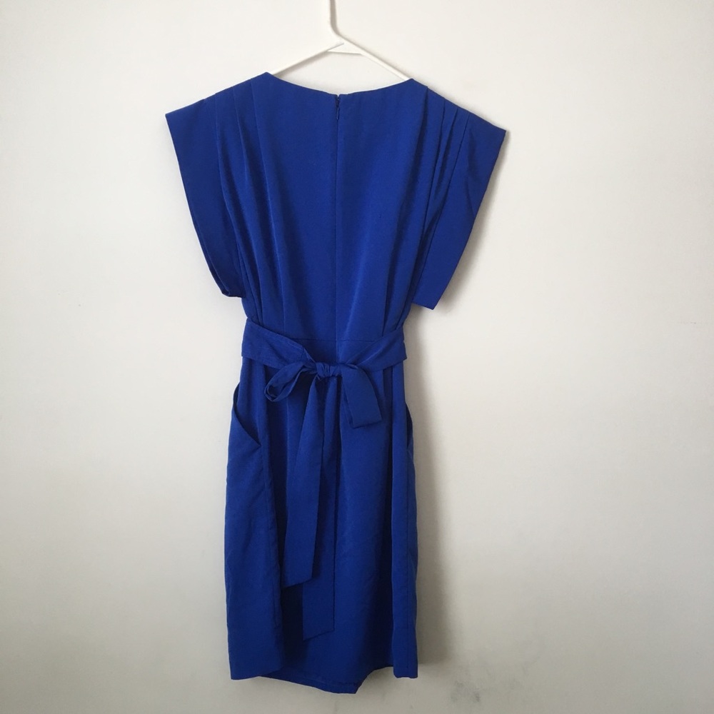 Eliza J Women's Blue Drape Sleeve Sash Belt Dress - Picture 3 of 5